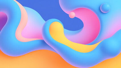 Obraz premium Colorful 3D Abstract Fluid Design: Bright and Vibrant Artistic Swirls