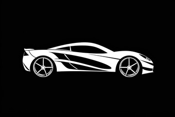 Fototapeta premium White sports car profile, dark background, design concept, automotive illustration