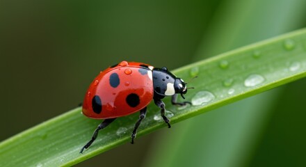 Ladybug on a leaf, photo