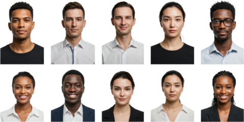 Diverse Group of Young Adult Headshots Multi Ethnic Portraits for Business Website and Social Media