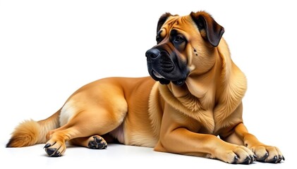 Majestic Mastiff, powerfully built, isolated on pure white background , giant breed, animal
