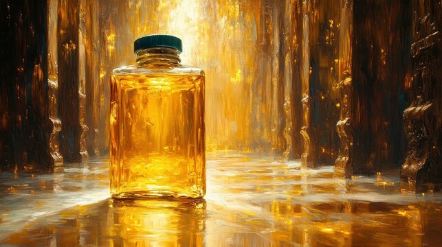 Golden elixir in a mystical forest