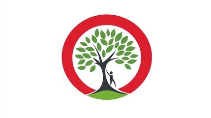 Obraz premium Tree logo design with person