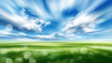 Obraz premium Landscape with green field and cloudy sky