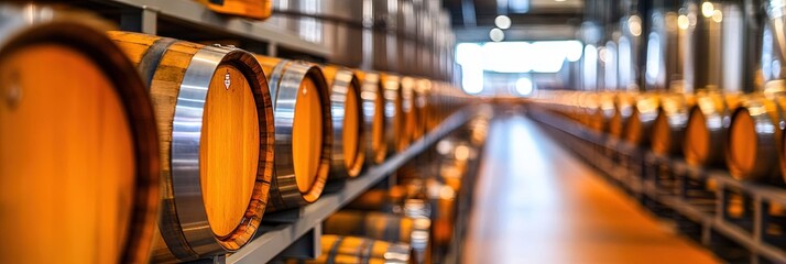 whisky distillery with oak barrels for distilling the best corn and grain liquor