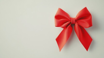 Red gift bow isolated on a white background. Festive and simple