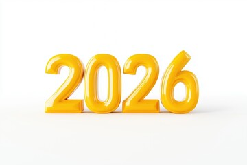 Bright yellow numbers show the year 2026 in a modern styled design against a plain white background