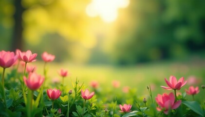 Abstract blurred natural landscape, soft focus, sky, field