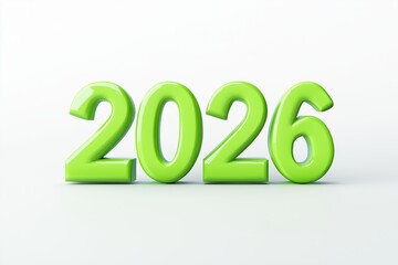 Bright green 2026 text rendered with a polished finish against a simple background