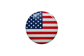 usa flag button, Round glossy united states flag button on transparent background, badge, stamp, logo, 