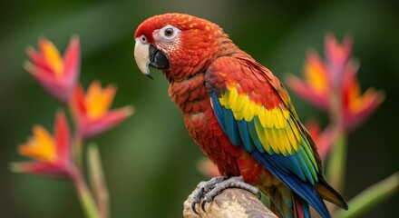Colorful Parrot on Branch, Photo