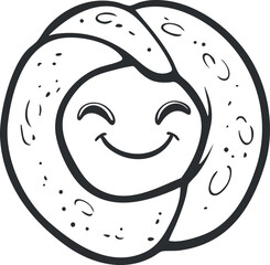 Smiling happy face cartoon icon in round shape with cheerful expression and playful emotion