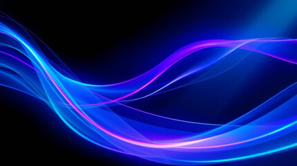 Abstract image featuring flowing neon lines in shades of blue and pink on a dark background style design created with generative ai