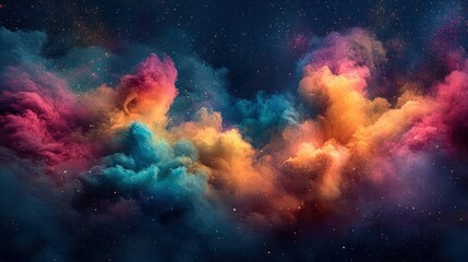 Fototapeta premium Colorful nebula swirls in space; cosmic background, design element