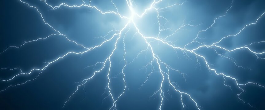 blue background with a lot of lightning