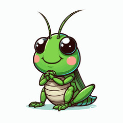 Fototapeta premium cute grasshopper cartoon vector illustration