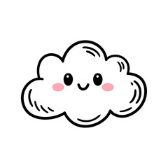 Obraz premium A cute cloud with a happy expression smiling on a white background