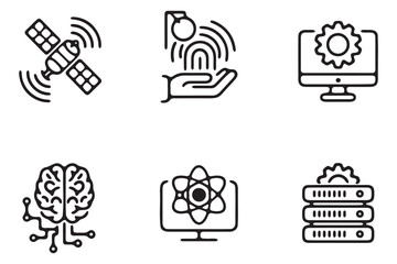 Modern Technology Icons Set Depicting Innovations