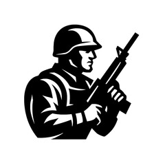Soldier with Rifle Silhouette Vector Illustration