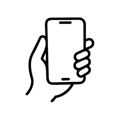 Smartphone icon held in hand, modern technology concept