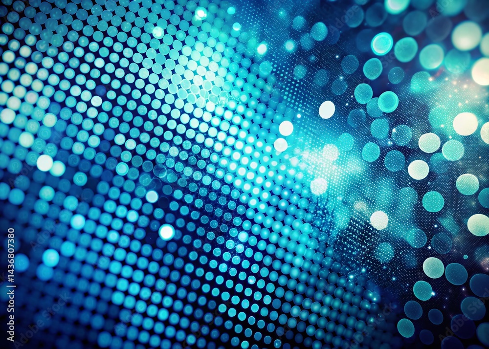 Poster abstract blue grunge halftone motion background with bokeh effect - moving dots loop