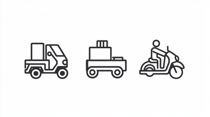 Fototapeta premium Delivery Vehicles Outline Illustration