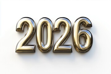 Shiny golden render of the year 2026 displayed prominently on a smooth background