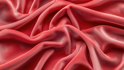 Obraz premium Soft, rich, coral-red fabric drapes in flowing folds