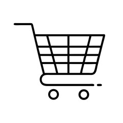 Shopping cart outline illustration on a minimalist background  