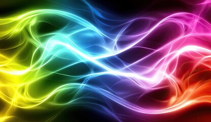 Obraz premium Vibrant rainbow smoke swirls on black background