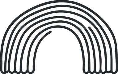 Simple black and white outline illustration of a rainbow with multiple curved arcs