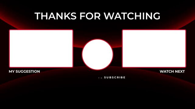 Elegant Outro Red theme end card. Thanks for Watching. Video Template Card for Youtube Channel. 