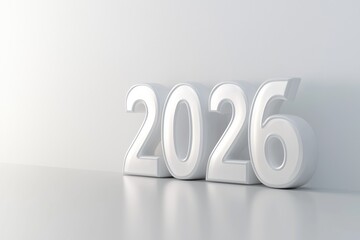 Render of the number 2026 in soft design showcasing a modern aesthetic and minimalistic style on a neutral background
