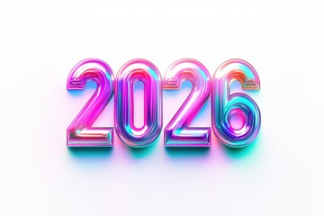 Colorful render of the year 2026 designed with a soft vibrant appearance suitable for celebration and future themed contexts