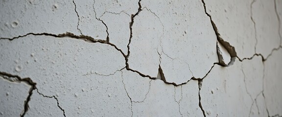 Obraz premium white wall with cracks and cracks on it