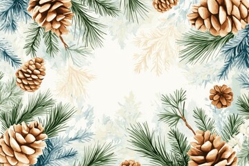 Naklejka premium Festive winter design with pine cones and branches