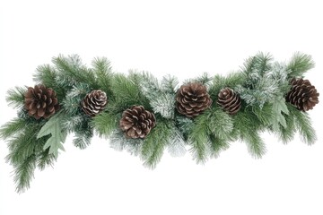 Snowy pine cone garland with frosted evergreen branches