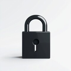 A sleek, black padlock positioned against a light background, symbolizing security and protection.