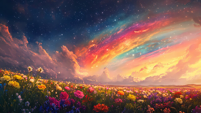 vibrant colorful meadow