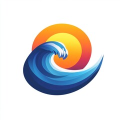 A dynamic wave design with a vibrant sun in the background, capturing the essence of beach life.