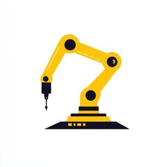 A modern yellow industrial robotic arm poised for automated tasks in a sleek design.