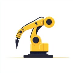 A bright yellow industrial robotic arm designed for precision tasks and automation.