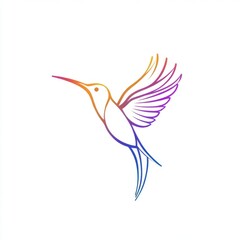 Obraz premium Stylized illustration of a hummingbird in a vibrant gradient design.