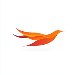 Fototapeta premium A vibrant abstract representation of a bird in flight, showcasing warm shades of orange and red.