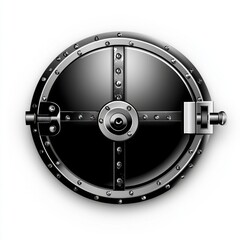 Obraz premium A detailed black vault door with metallic accents, emphasizing security and strength.