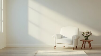 Cozy White Armchair Surrounded by Natural Light and Minimal Decor