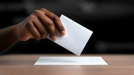 Obraz premium Hand Placing Ballot in Box: Voting Process Close Up