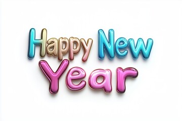 Celebrate New Year with colorful and shiny Happy New Year text decoration for festive events