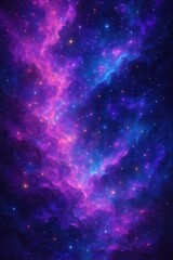 Fototapeta premium Mystical cosmic nebula with vibrant purple and blue swirls in starry night sky