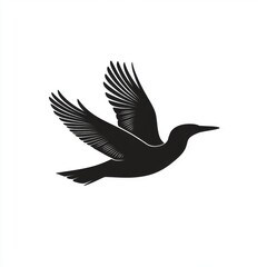 Fototapeta premium Silhouette of a soaring bird against a clean white background, capturing a sense of freedom and elegance.